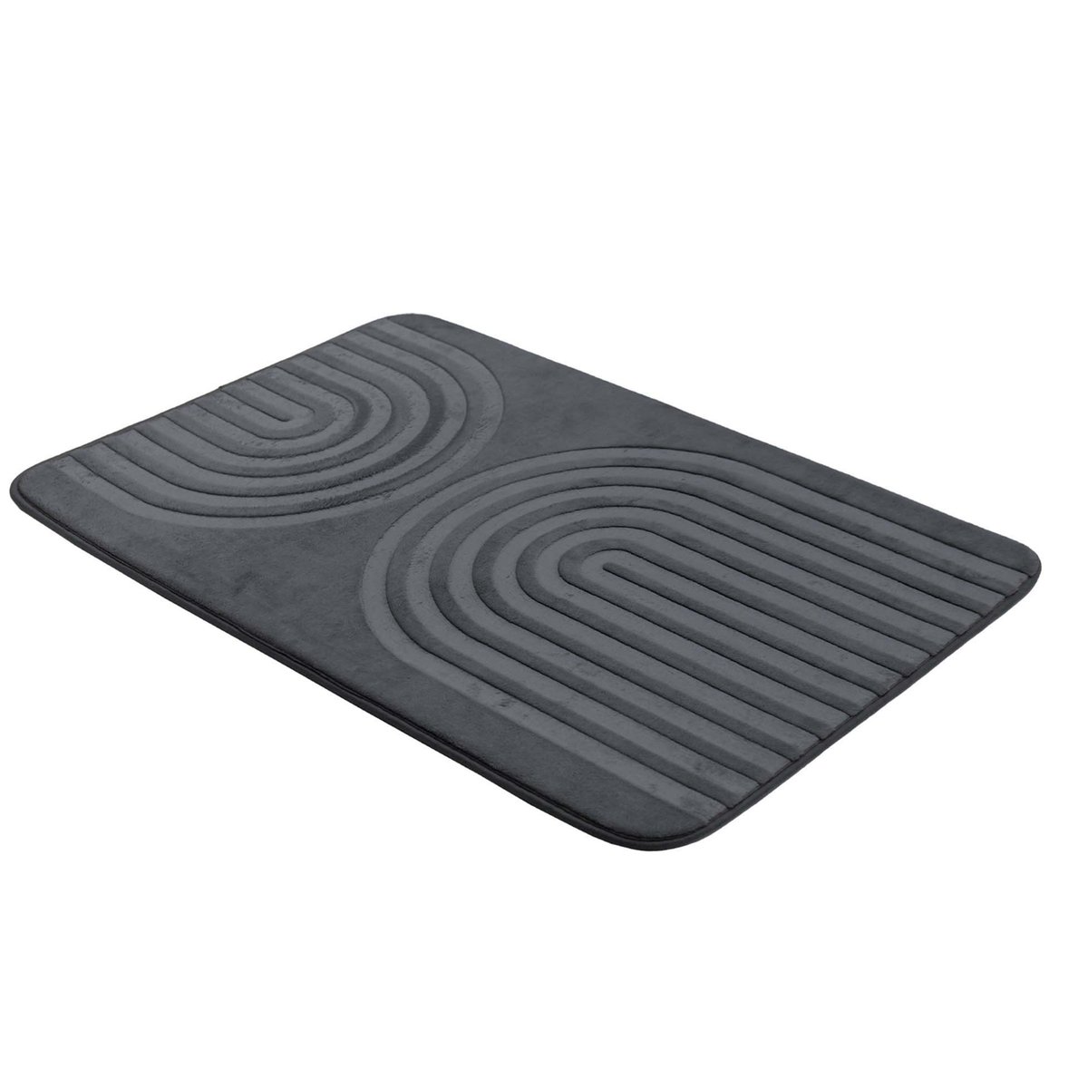 Tapis de bain antidérapant en microfibre à relief graphique gris, DOUCEUR D'INTÉRIEUR