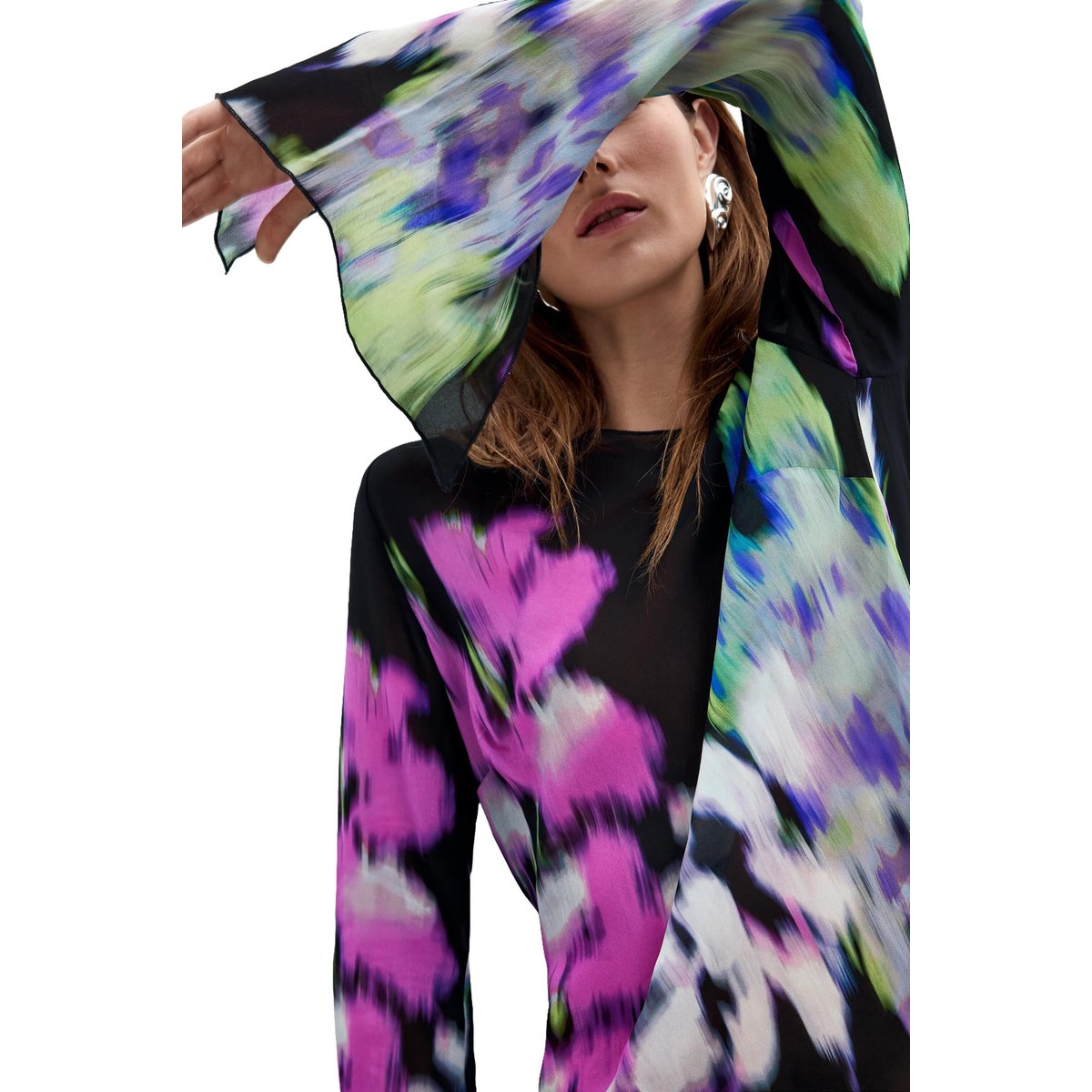 Blouse asymétrique imprimée M. C. Lacroix noir, DESIGUAL