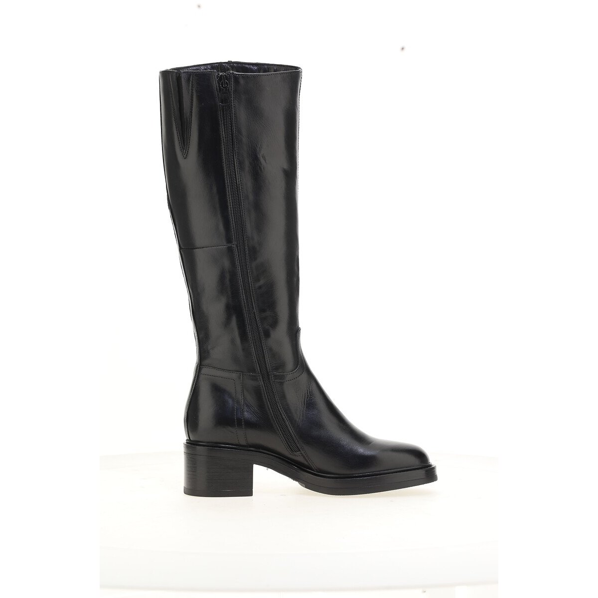 Classic knee-high boots in leather black, MJUS