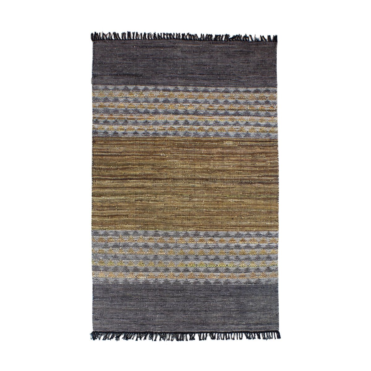 Tapis en cuir recyclé et coton, ADANA gris-noir-taupe, NOW'S HOME