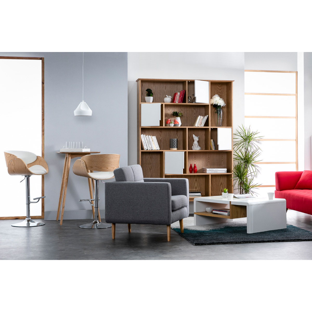 Table haute carrée frêne scandinave L60 cm BALTIK chêne clair, MILIBOO