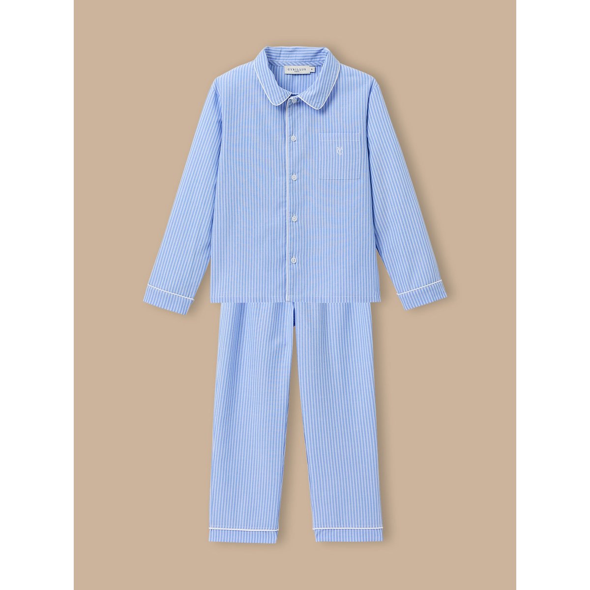 Pyjama grand-père rayé rayure bleu/ecru, CYRILLUS