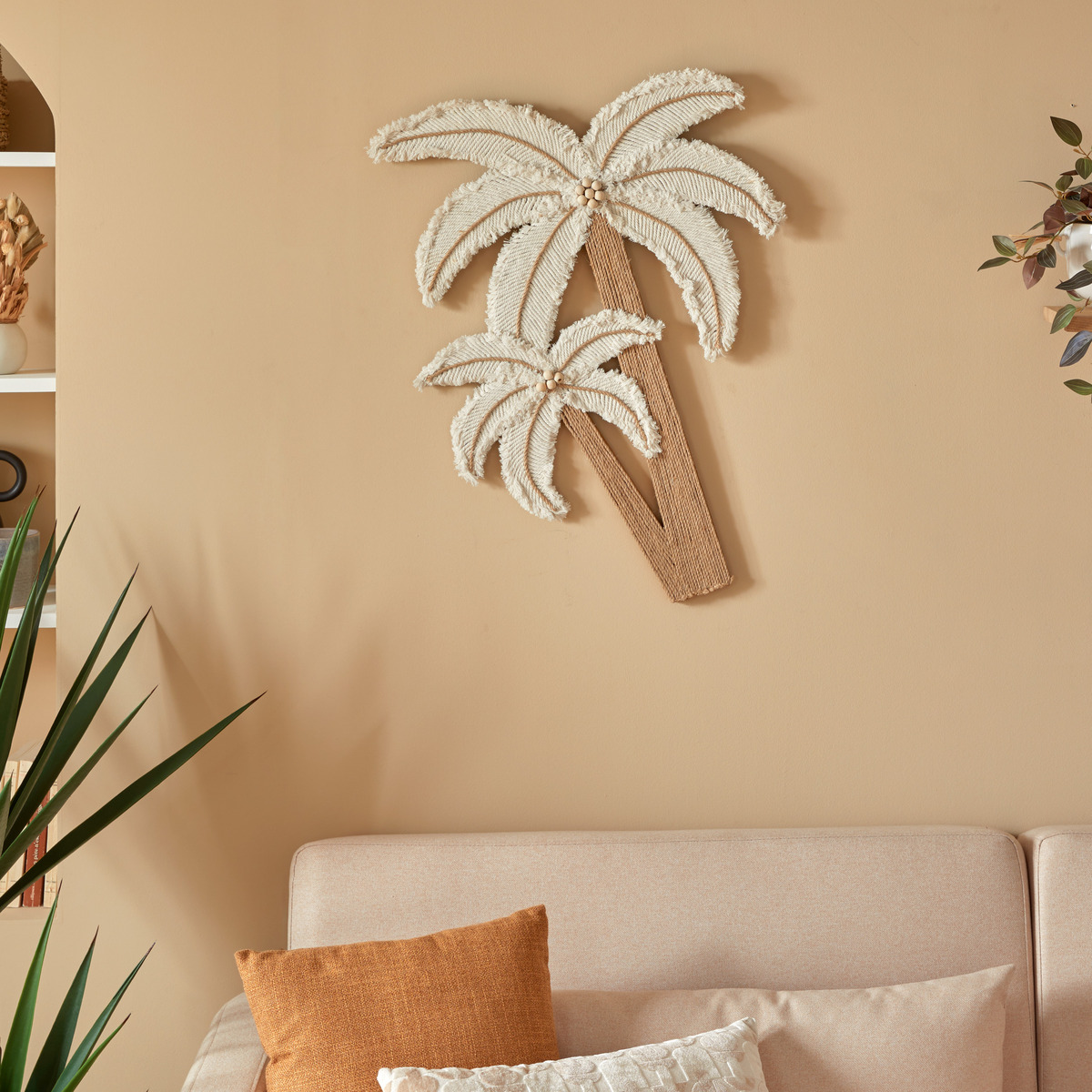 Décoration murale cocotiers en corde MIRI blanc, ATMOSPHERA