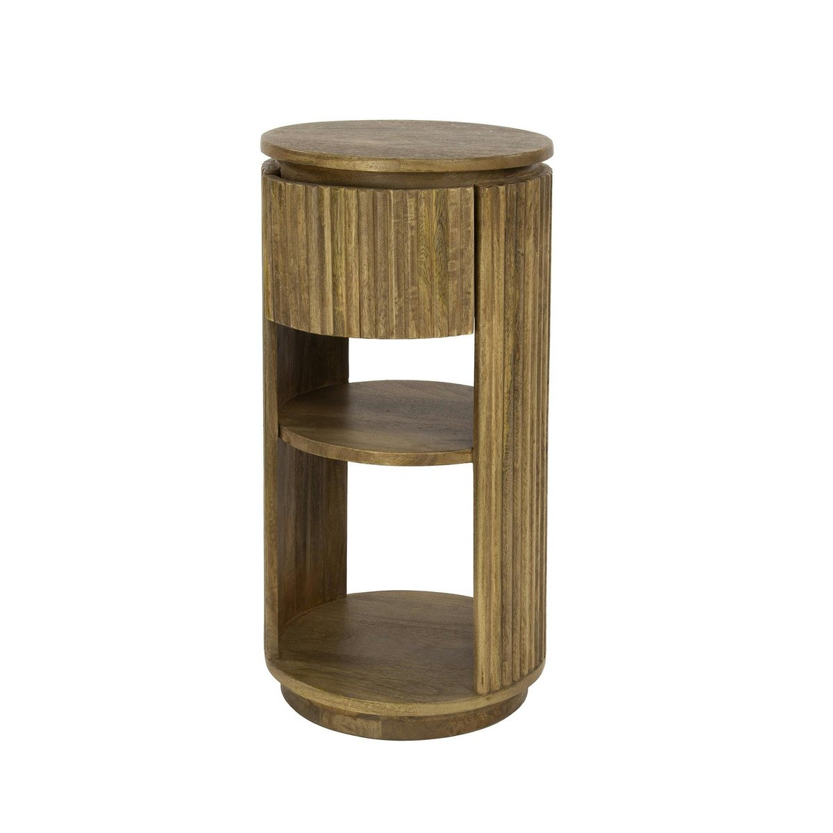 Table de chevet en bois de manguier strié, 1 tiroir CREEK bois naturel, PIER IMPORT