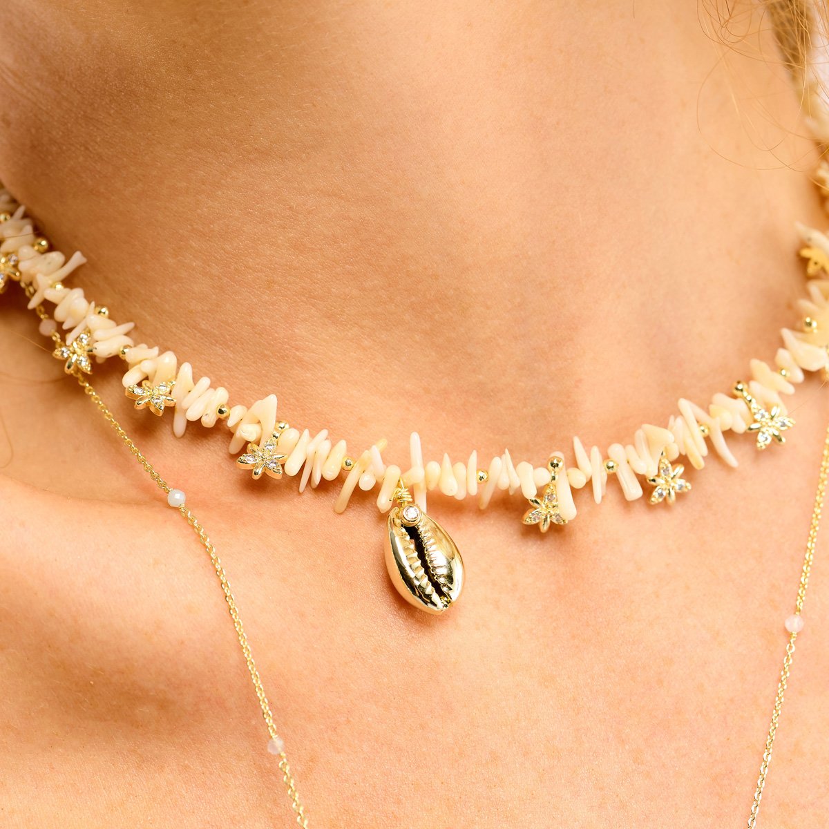 Collier perles et pampilles PAPOUASY blanc, HIPANEMA