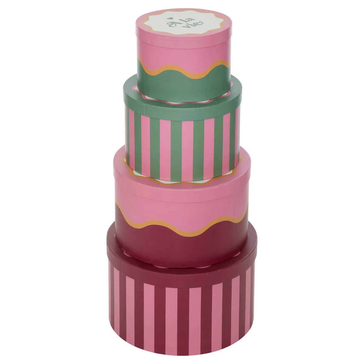 Set de 4 boîtes décoratives CHERIE rouge, ATMOSPHERA