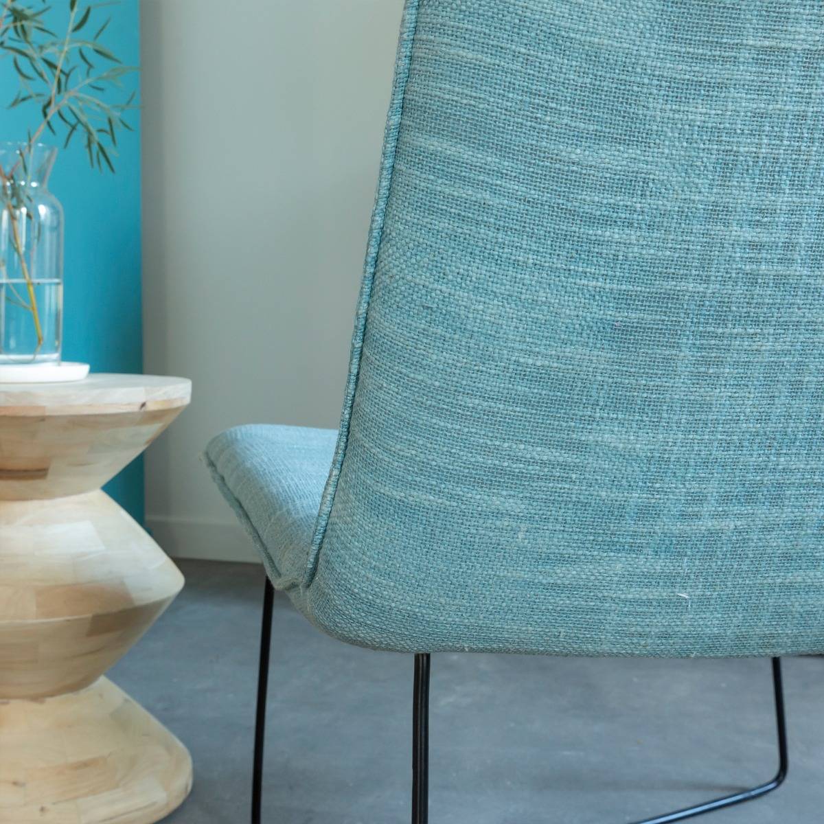 Fauteuil en tissu et métal ISAURE bleu, MADE IN MEUBLES