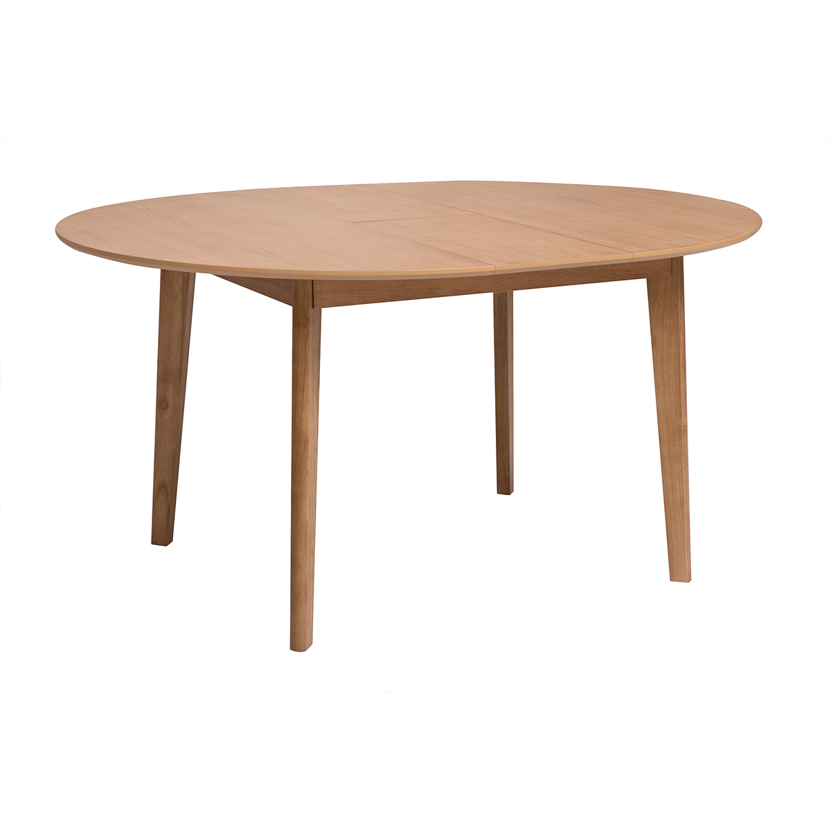 Table à manger ronde extensible avec rallonges intégrées en bois clair chêne L120-150 cm ANSEL couleur unique, MILIBOO