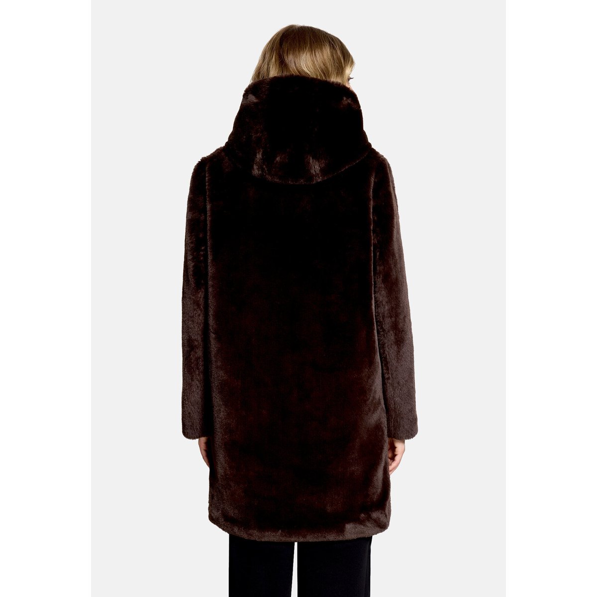 Veste en peluche à capuche marron foncé, BETTY BARCLAY