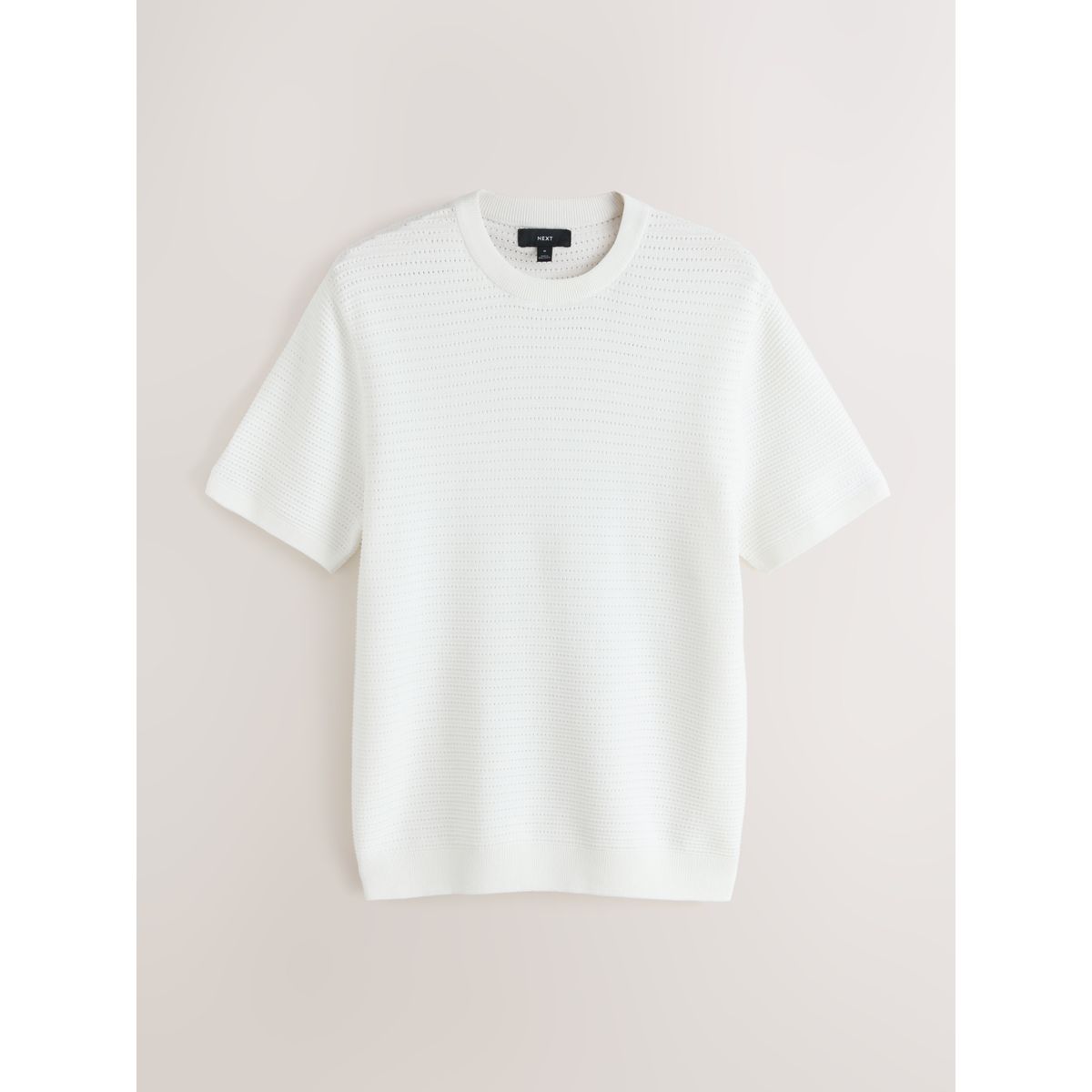 T-shirt ras du cou texturé, lot de 2 blanc/rose prune, NEXT