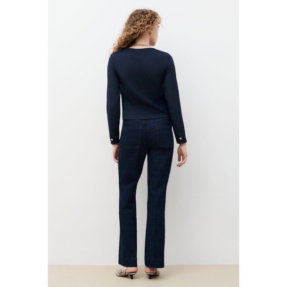 Gilet droit col rond TVICTORIA bleu marine, CAROLL