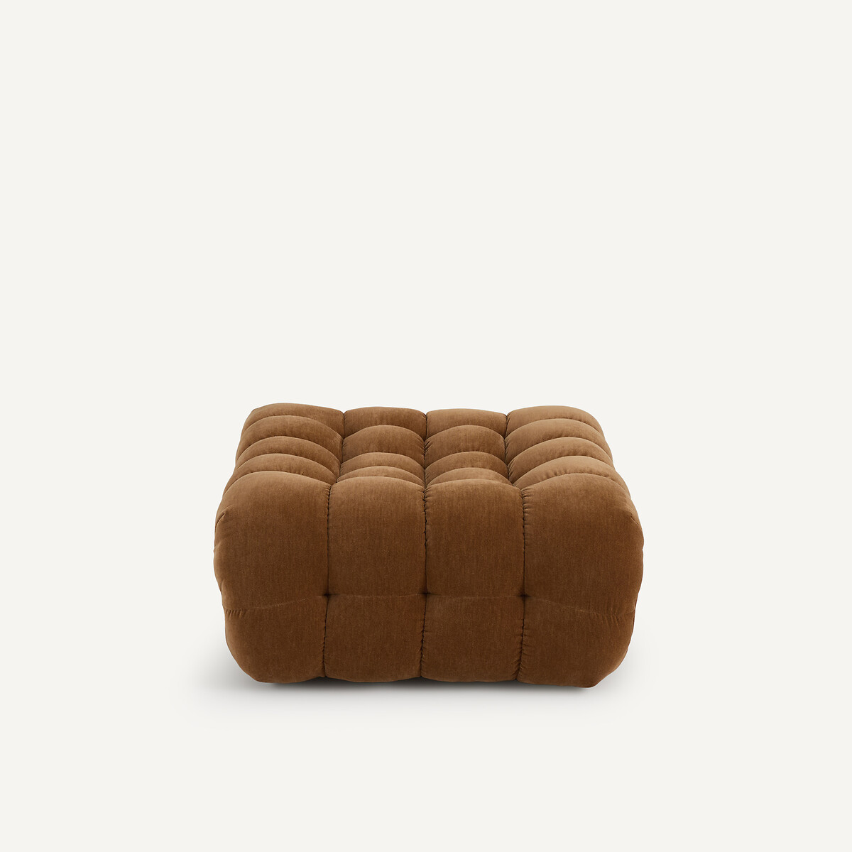 Repose-pieds modulable, capitonné, en velours, JUD caramel, AM.PM