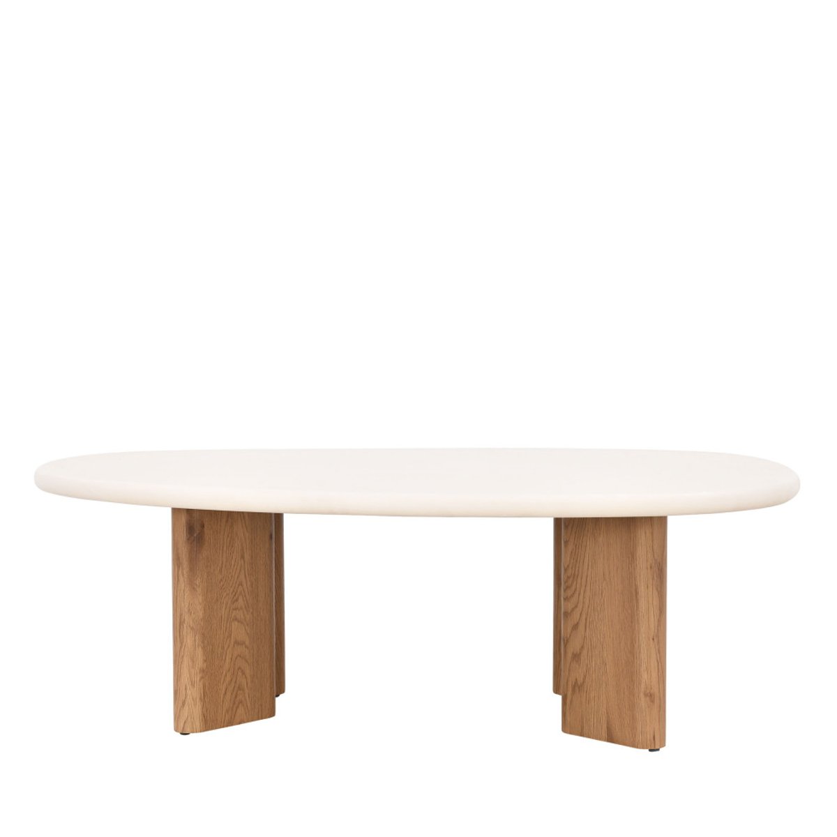 Table basse organique effet béton et bois L130cm- SYLINA beige, DRAWER