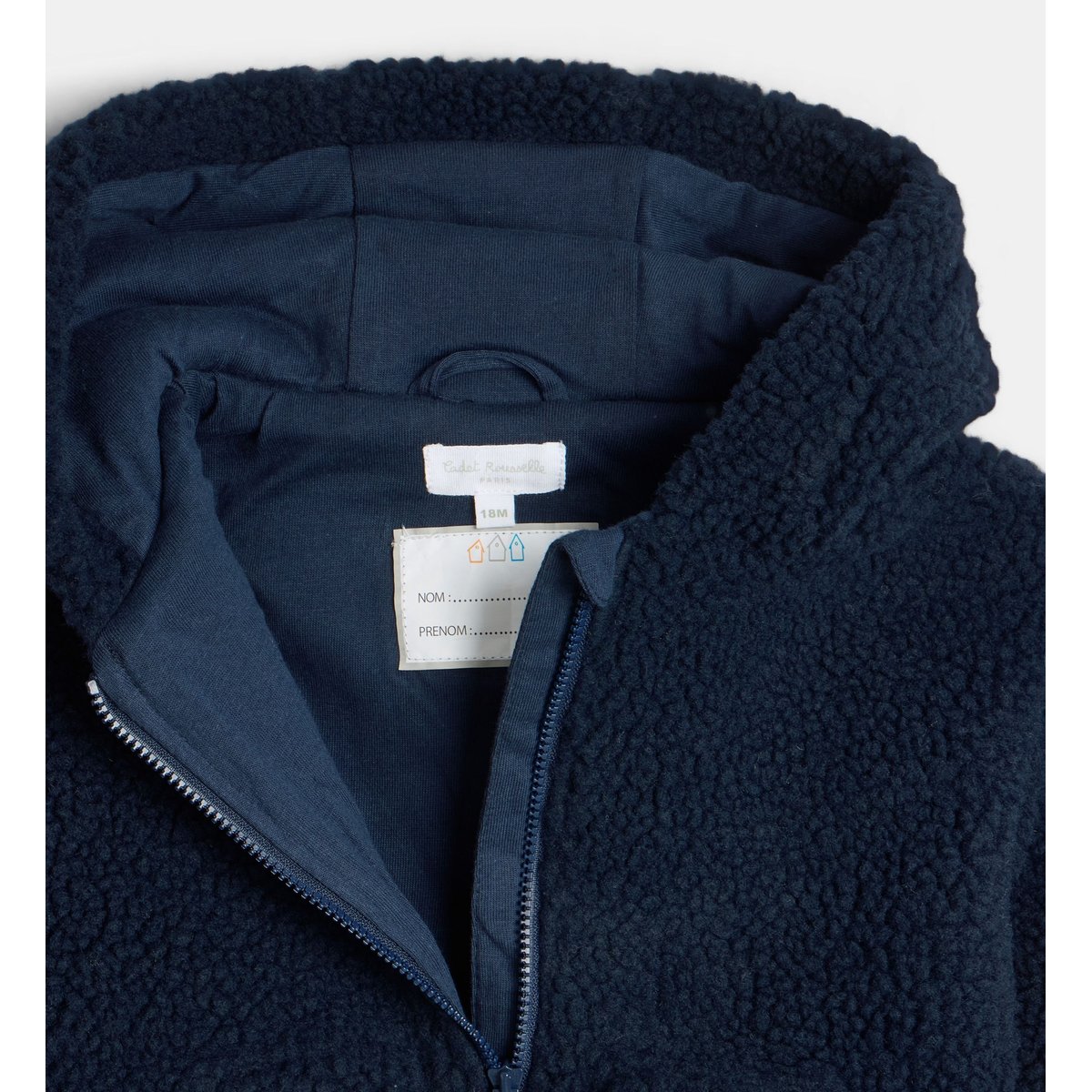 Veste totis capuche effet sherpa bleu, CADET ROUSSELLE