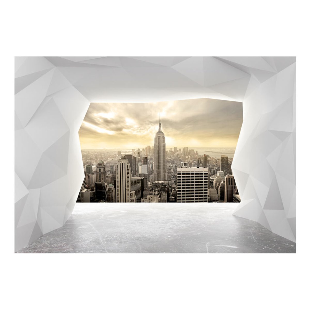 Papier peint intissé panoramique Ville et Architecture Disharmony of Worlds beige, EDEN