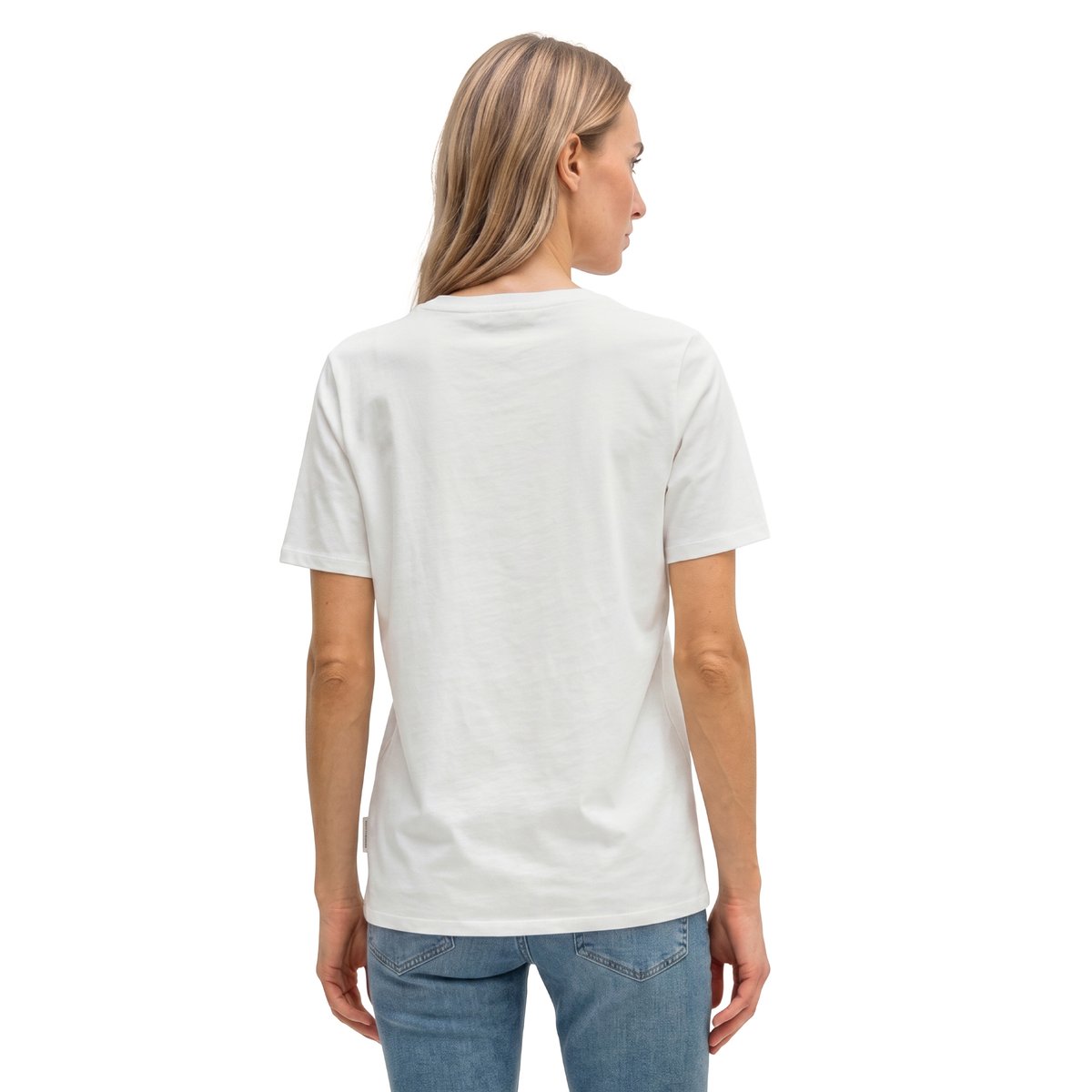 T-shirt classique à encolure en V en coton organique blanc, MARC O'POLO
