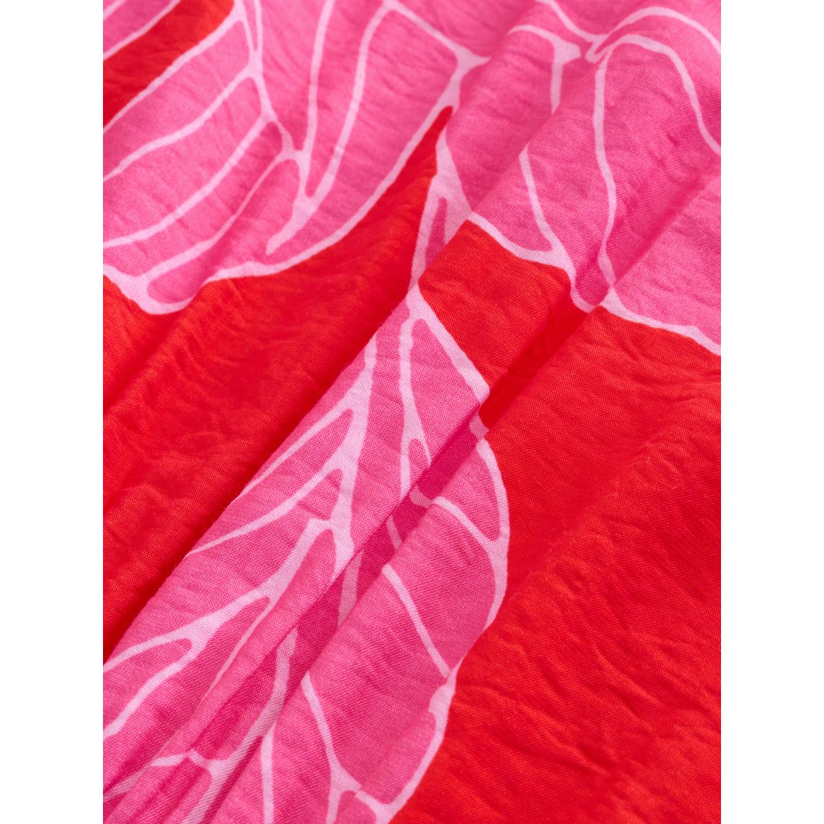 Robe mi-longue à manches bouffantes imprimé floral rouge/rose, NEXT
