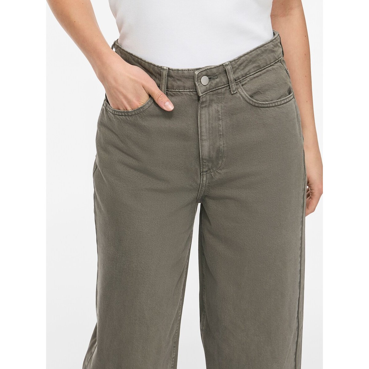 Jean large taille haute vert chiné, VILA