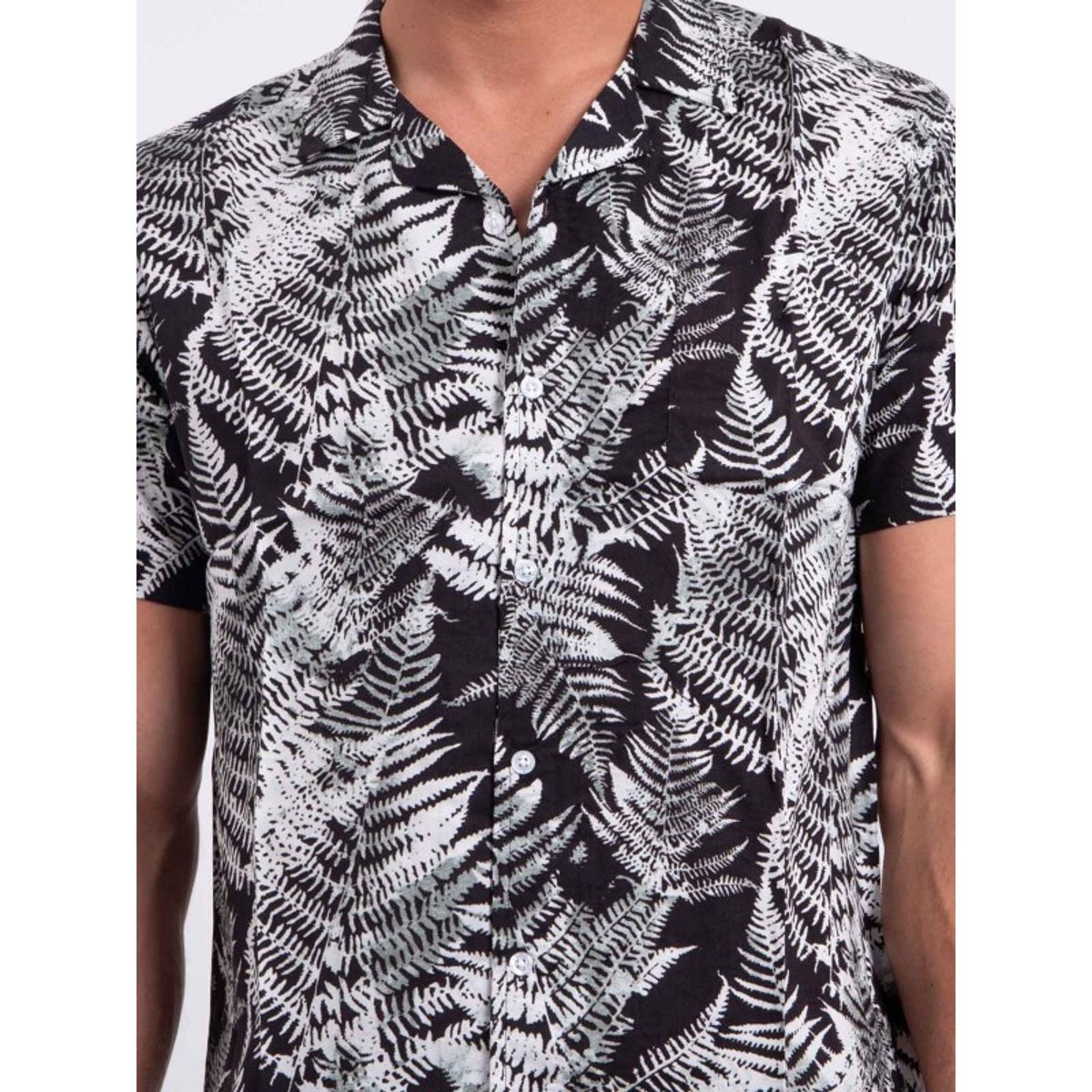 Chemise Manches Courtes Pur Coton Motifs Diramiro noir, RITCHIE