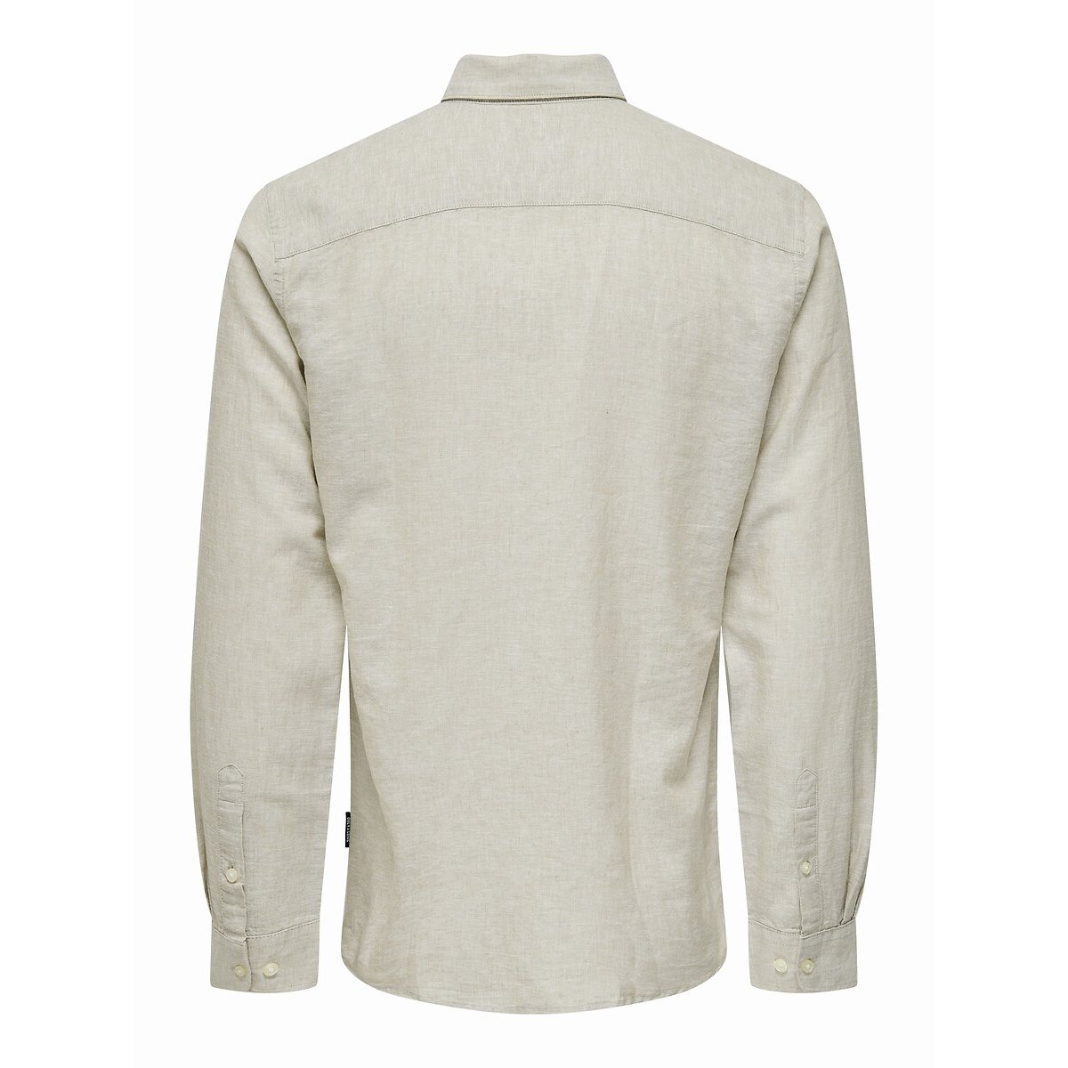 Slim fit hemd in katoen en linnen ecru, ONLY & SONS