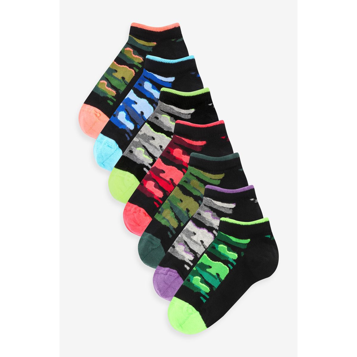 Chaussettes, lot de 7 noir camo brillant, NEXT