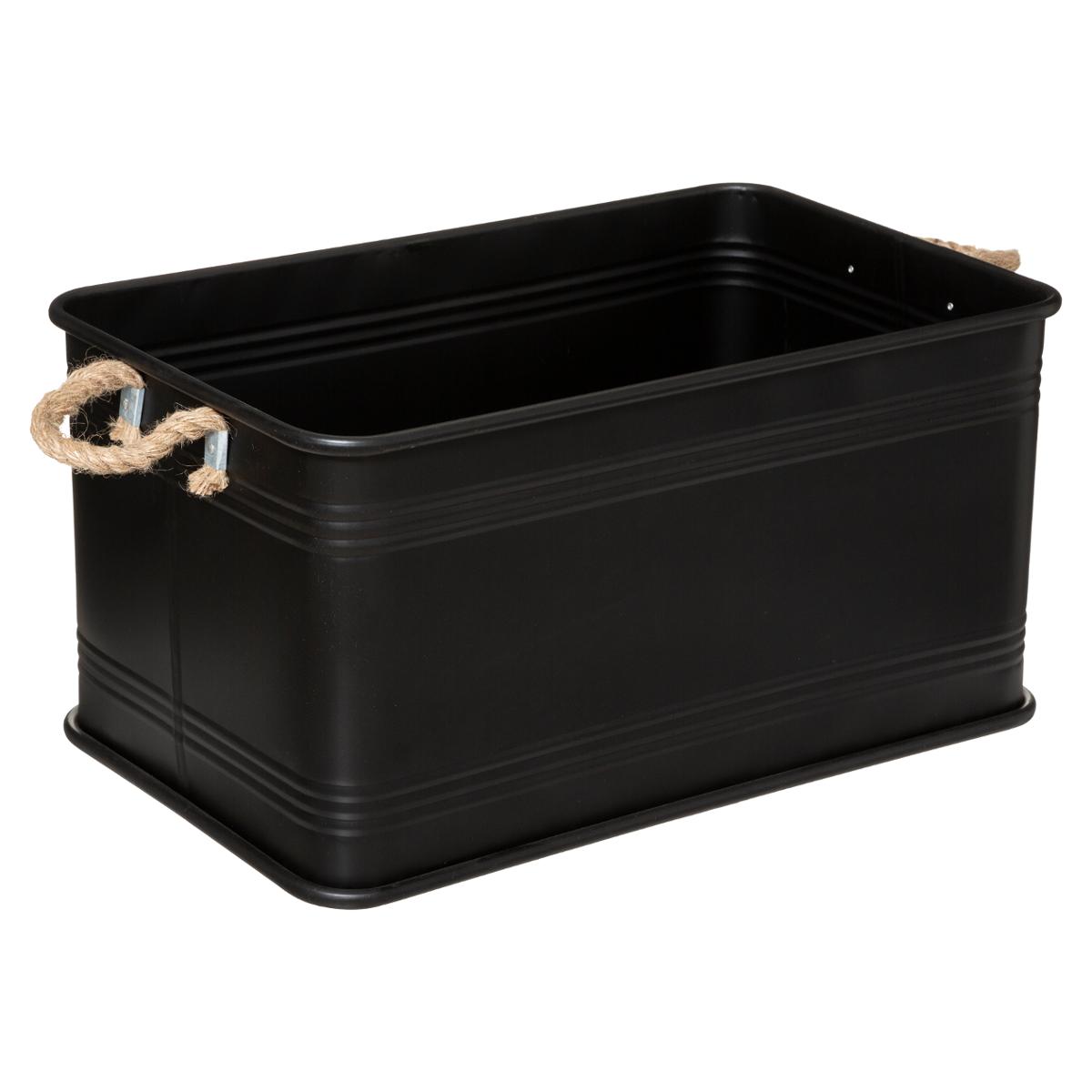 Set de 3 malles de rangement métal et bois LEONIE noir, ATMOSPHERA