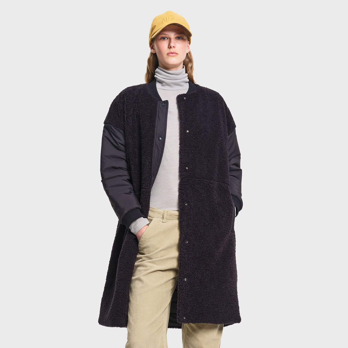 Manteau long réversible sherpa oversize noir, AIGLE