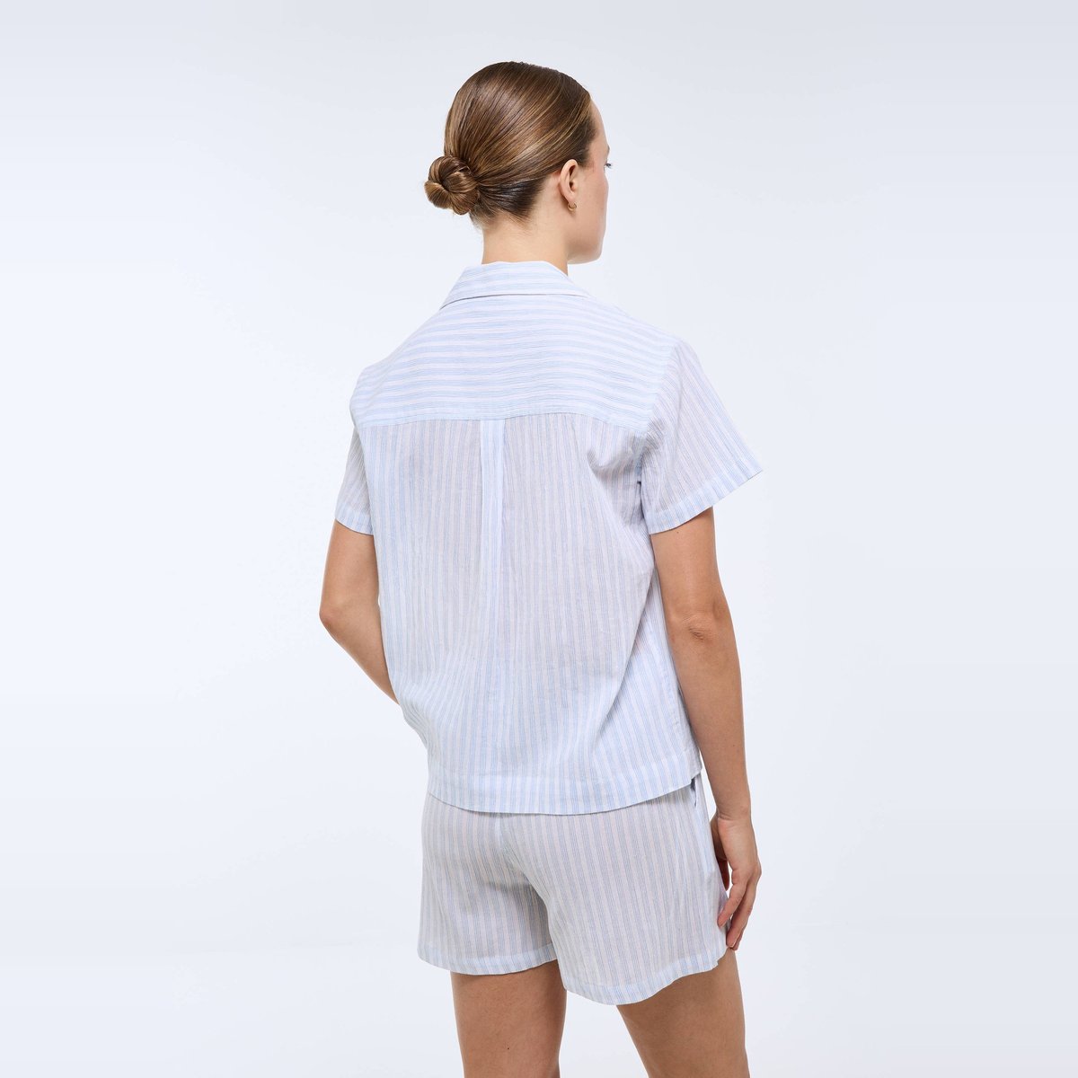 Pyjashort rayé en coton bio GOTS bel air, MONOPRIX