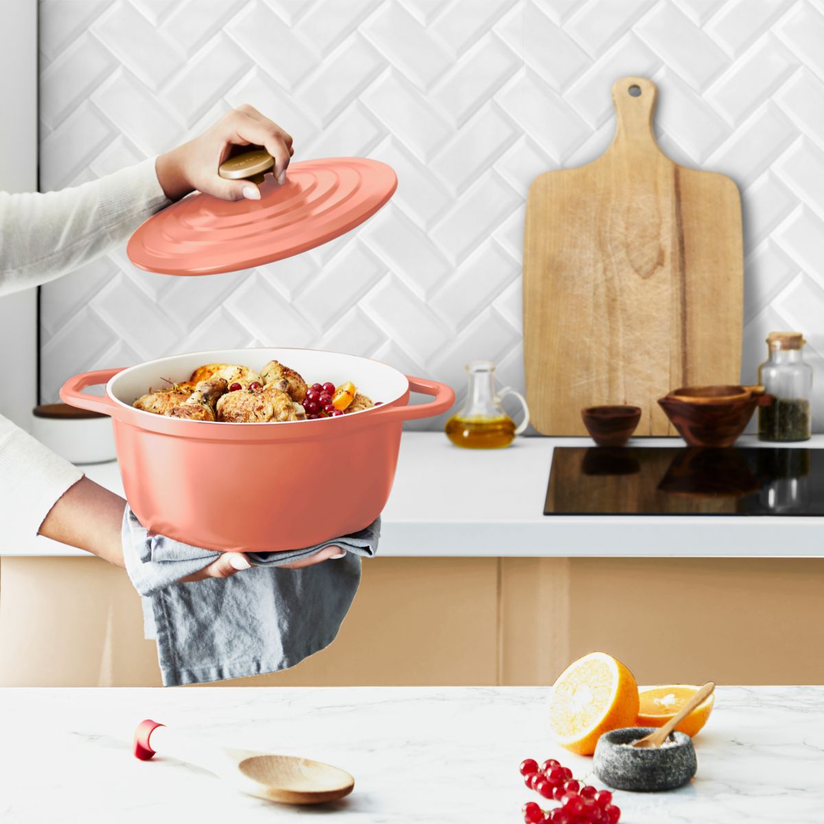 Cocotte AIR SOFT LIGHT 24 cm Terra cotta couleur unique, TEFAL