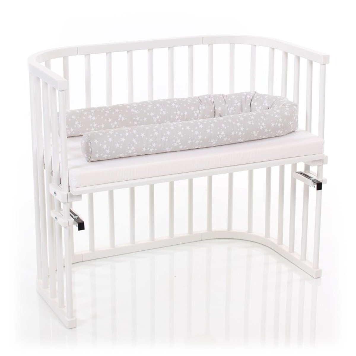 Tour de lit traversin pour Cododo  180 x 9 étoiles gris étoiles blanches, BABYBAY