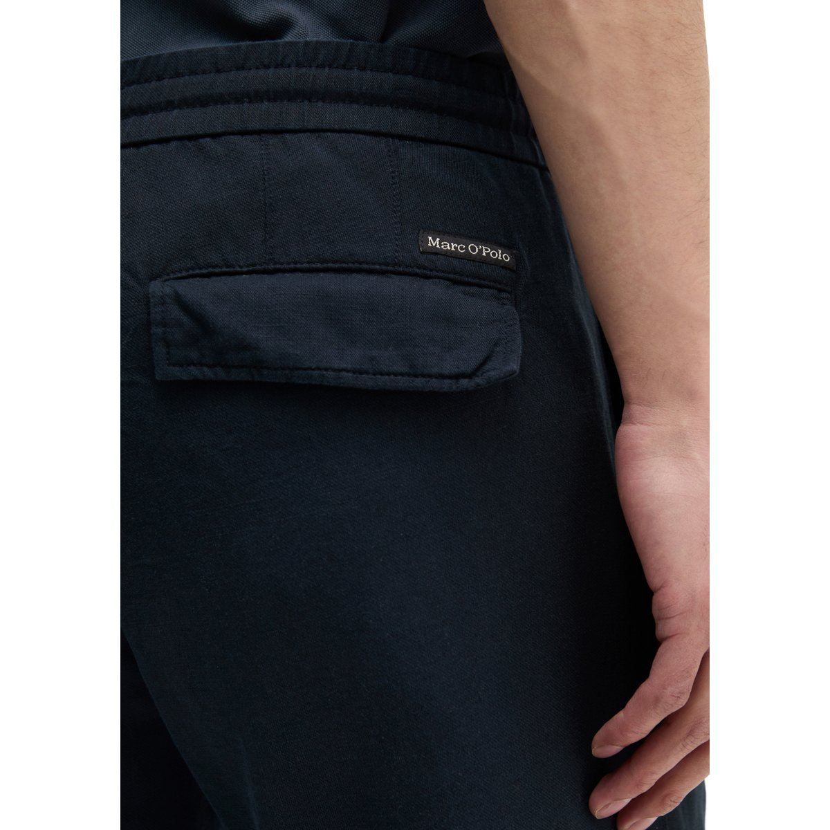 Chino modèle Osby Jogger tapered en mélange de lyocell et de lin bleu foncé, MARC O'POLO