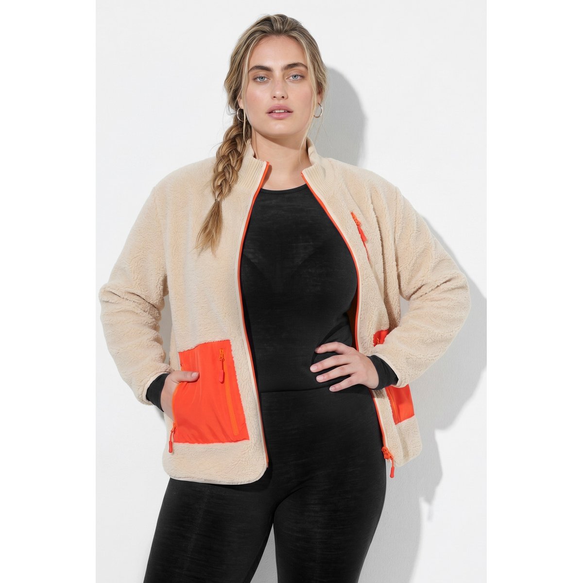 Veste en polaire bouclée beige, ULLA POPKEN