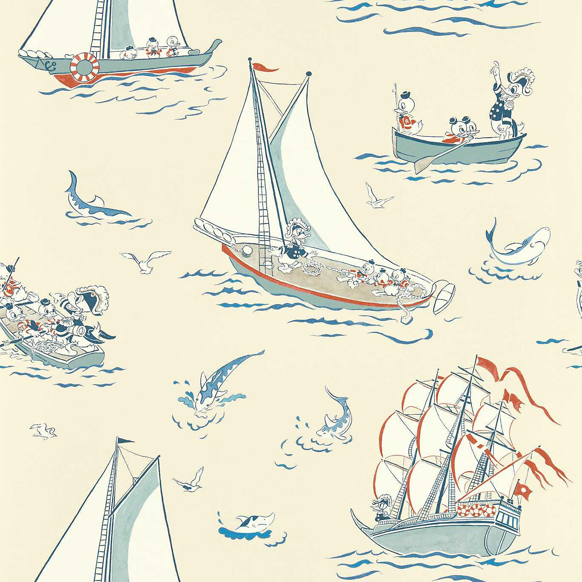 Donald Nautical Sea Salt Wallpaper cream, SANDERSON X DISNEY