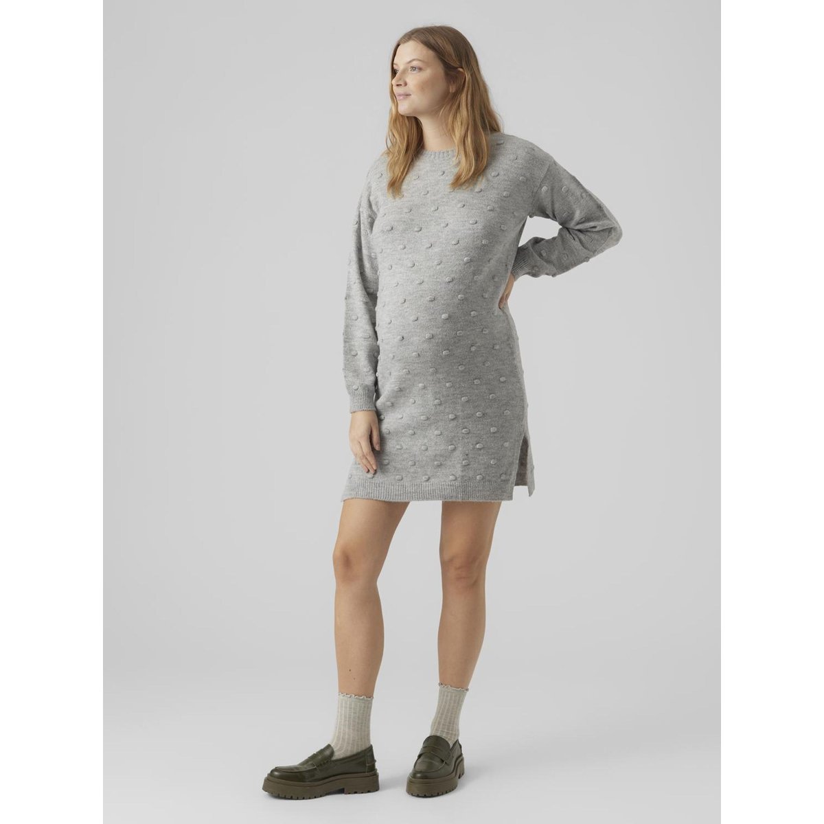 Robe En Maille grise - light grey melange, MAMA LICIOUS