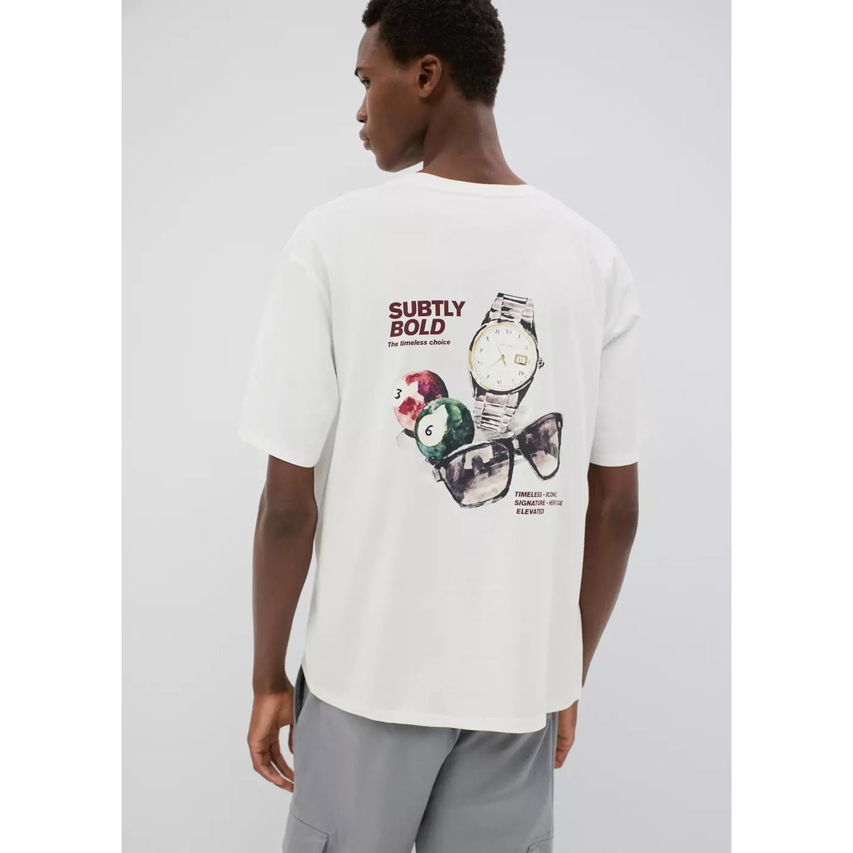 T-shirt coton imprimé graphique blanc cassé, MANGO TEEN
