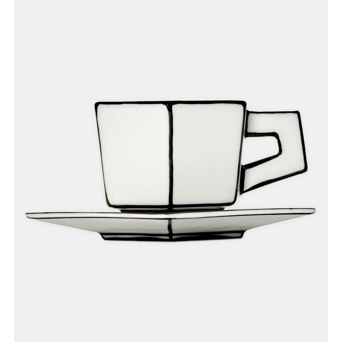 Tasse à espresso - 9 cl + sous-tasse blanc et noir, SERAX