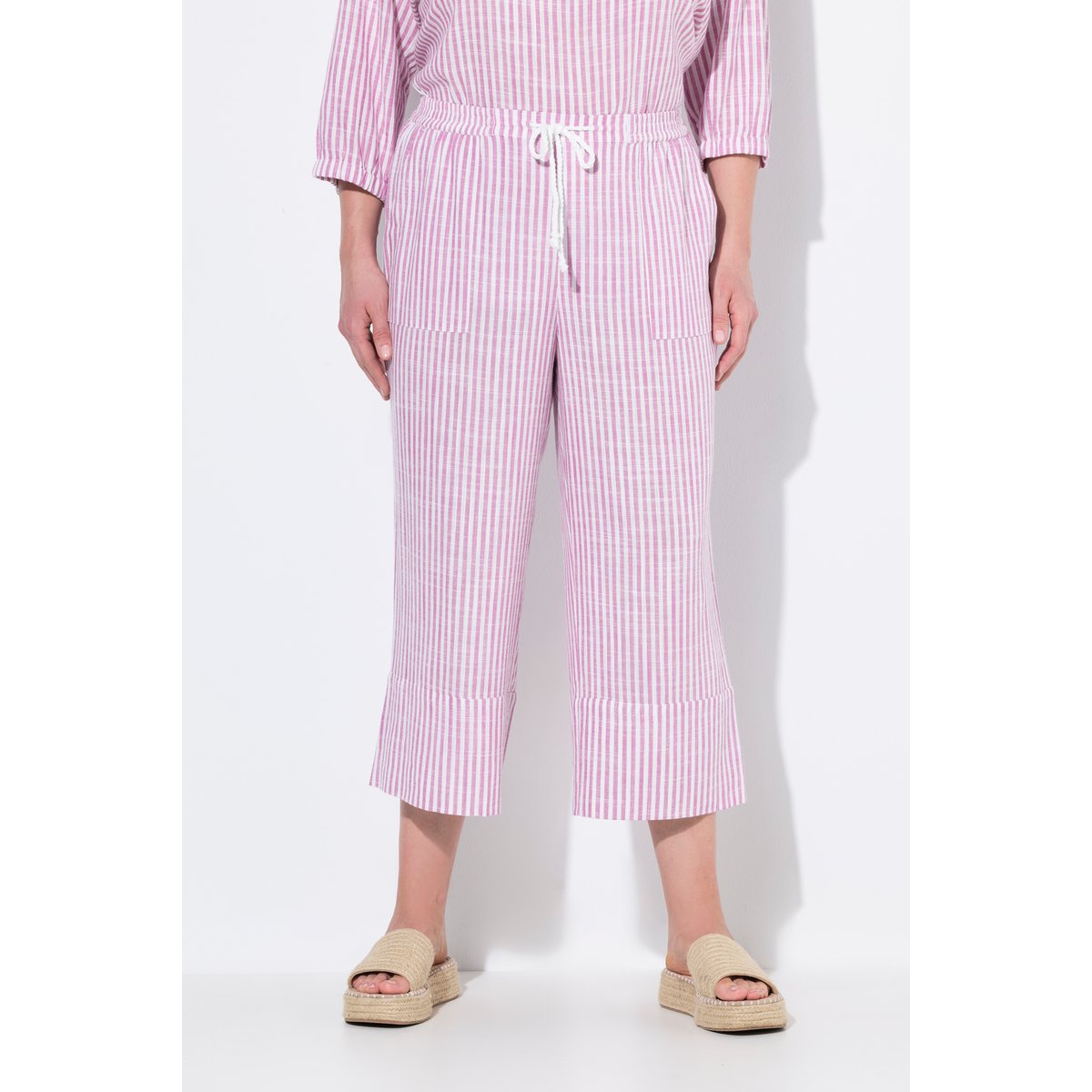 Jupe-culotte Rose en lin mélangé à fines rose frais, ULLA POPKEN