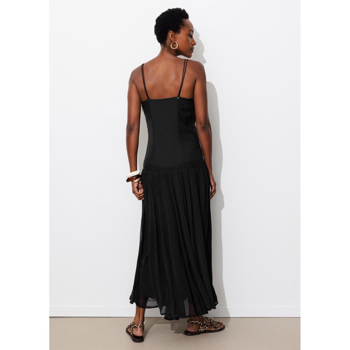 Robe longue à fines bretelles noir, PROMOD