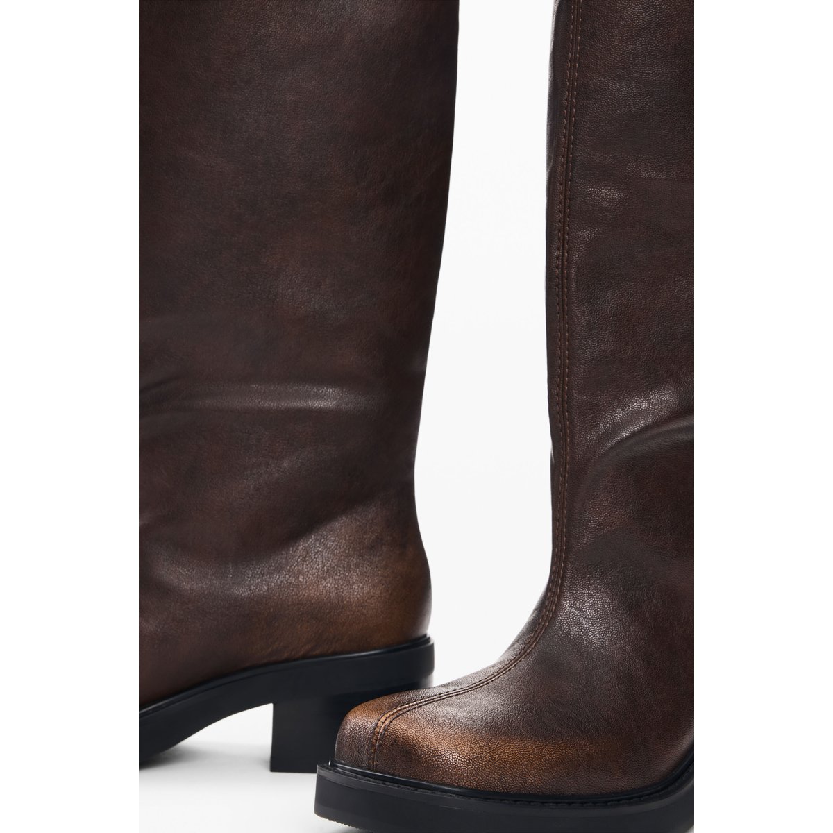 Bottes plates effet cuir marron, DESIGUAL