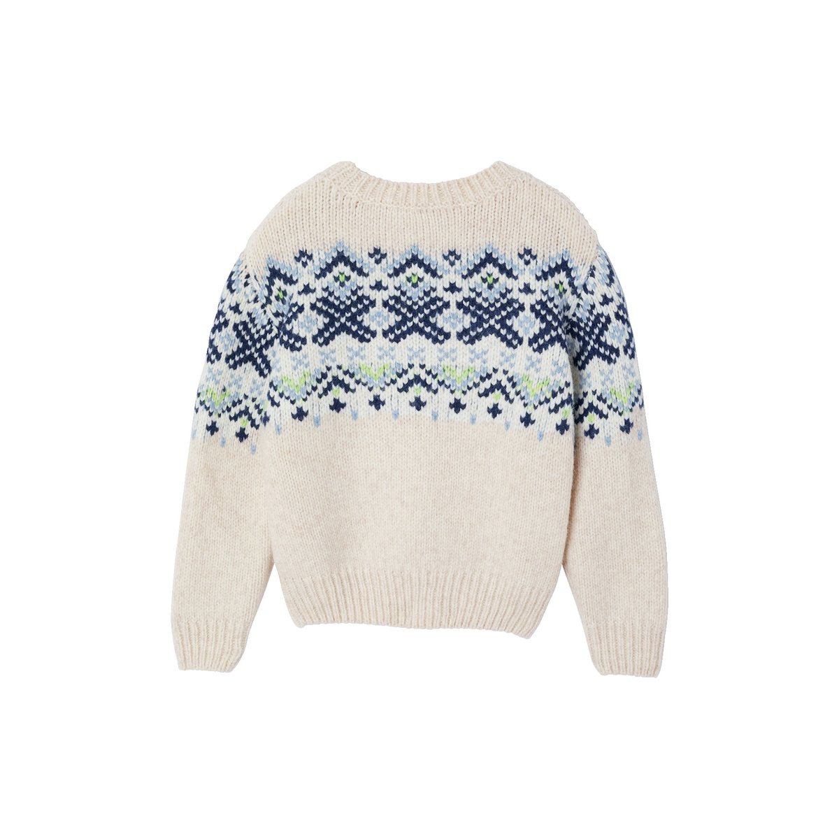 Pull jacquard col rond blanc, VERTBAUDET