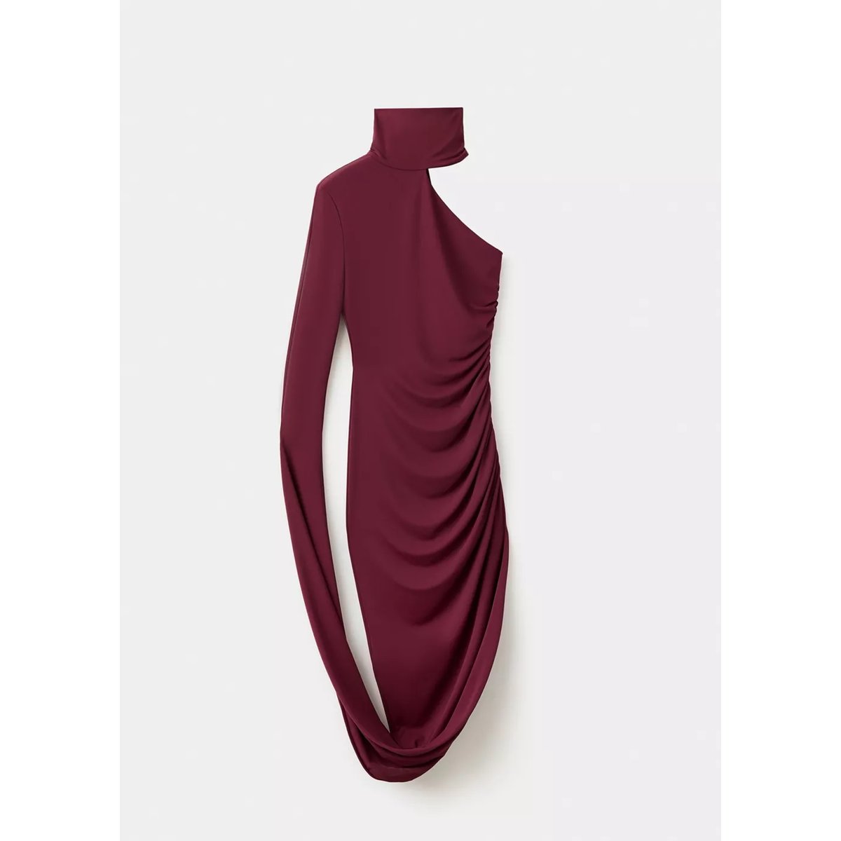 Robe à manches asymétriques et col montant grenat, MANGO