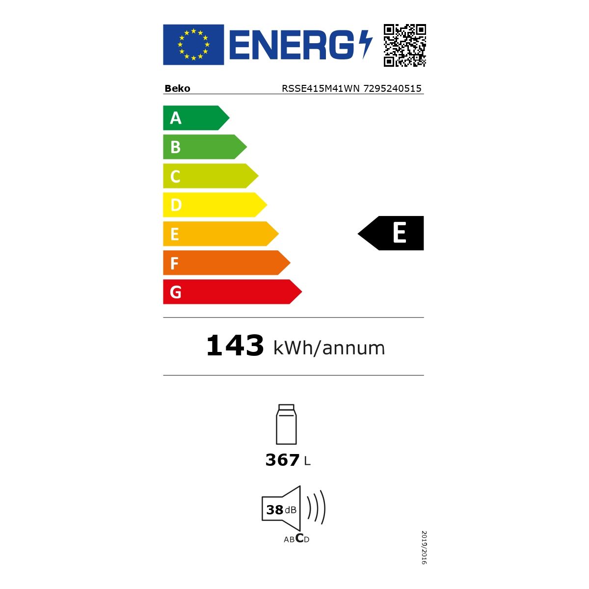 Réfrigérateur 1 porte RSSE415M41WN blanc, BEKO