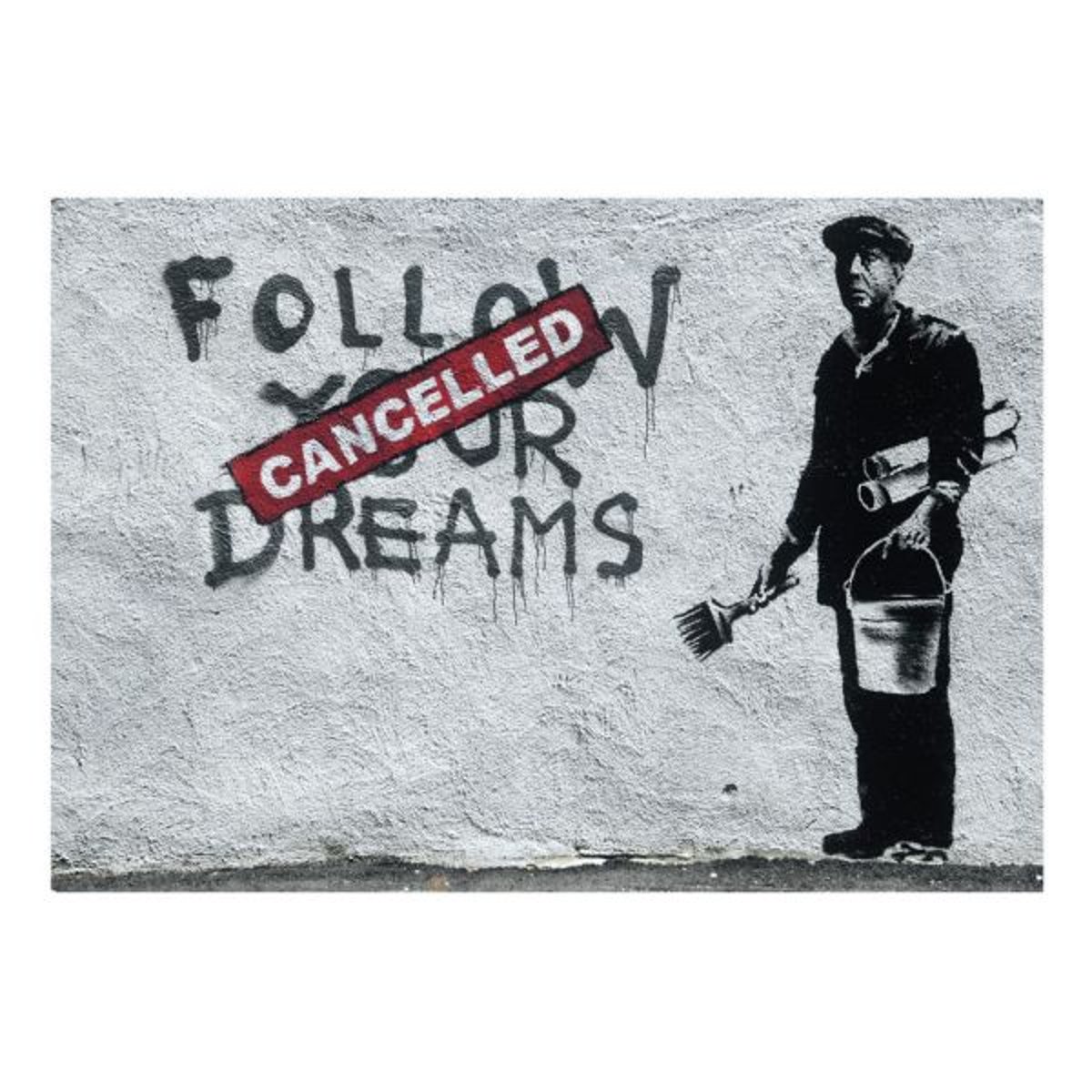Papier peint intissé panoramique Street art Dreams Cancelled (Banksy) gris / argent, EDEN