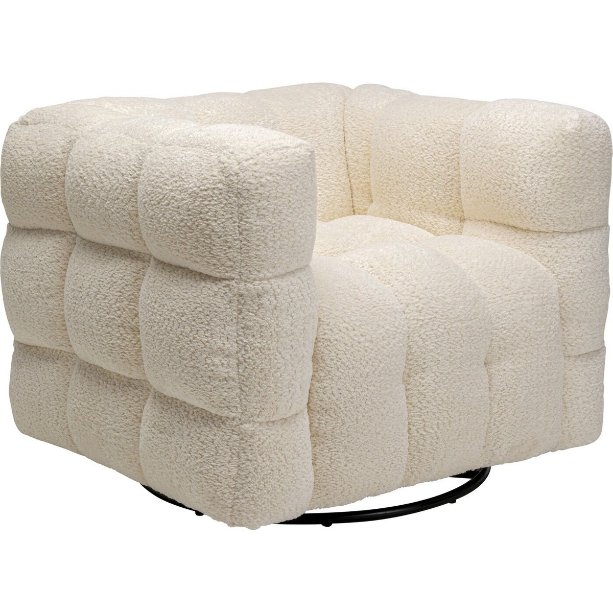 Fauteuil cubique pivotant en polyester bouclé, ARMAND couleur unique, KARE DESIGN