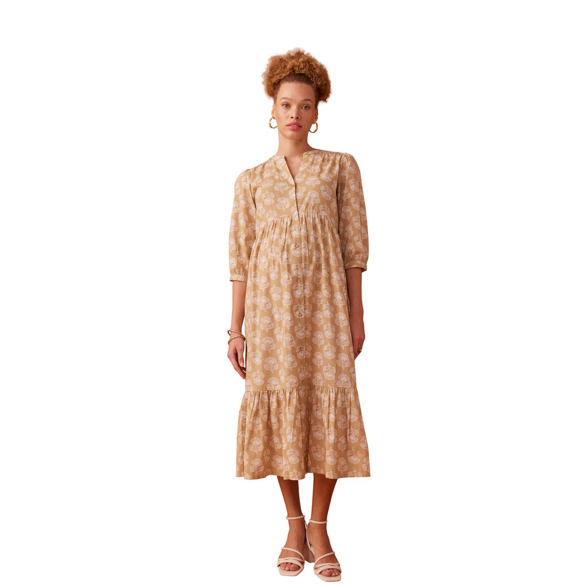 Robe longue boutonnée esprit bohème jaune, ENVIE DE FRAISE