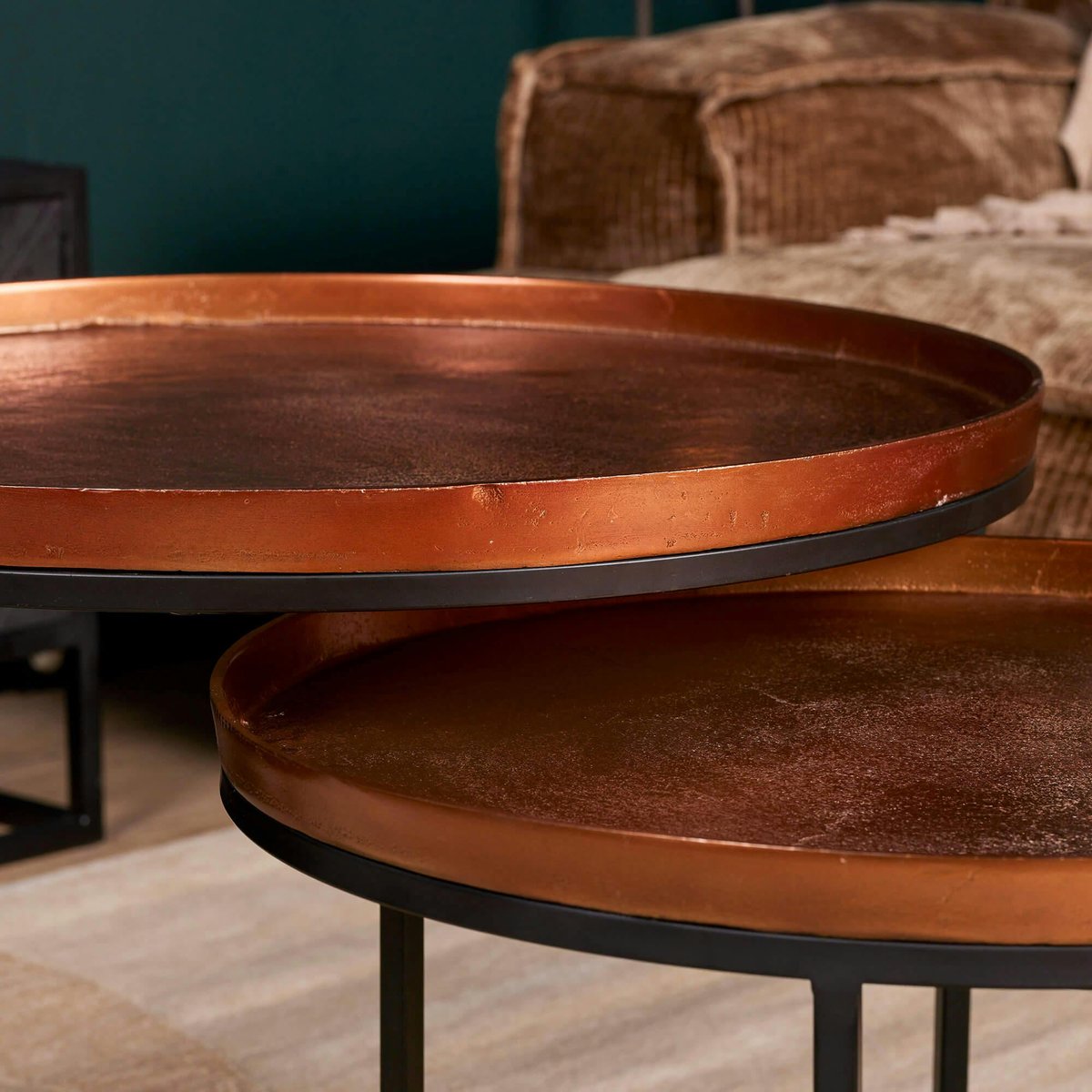 Table gigogne salon métal cuivré (lot de 3) KANO cuivre, PIER IMPORT