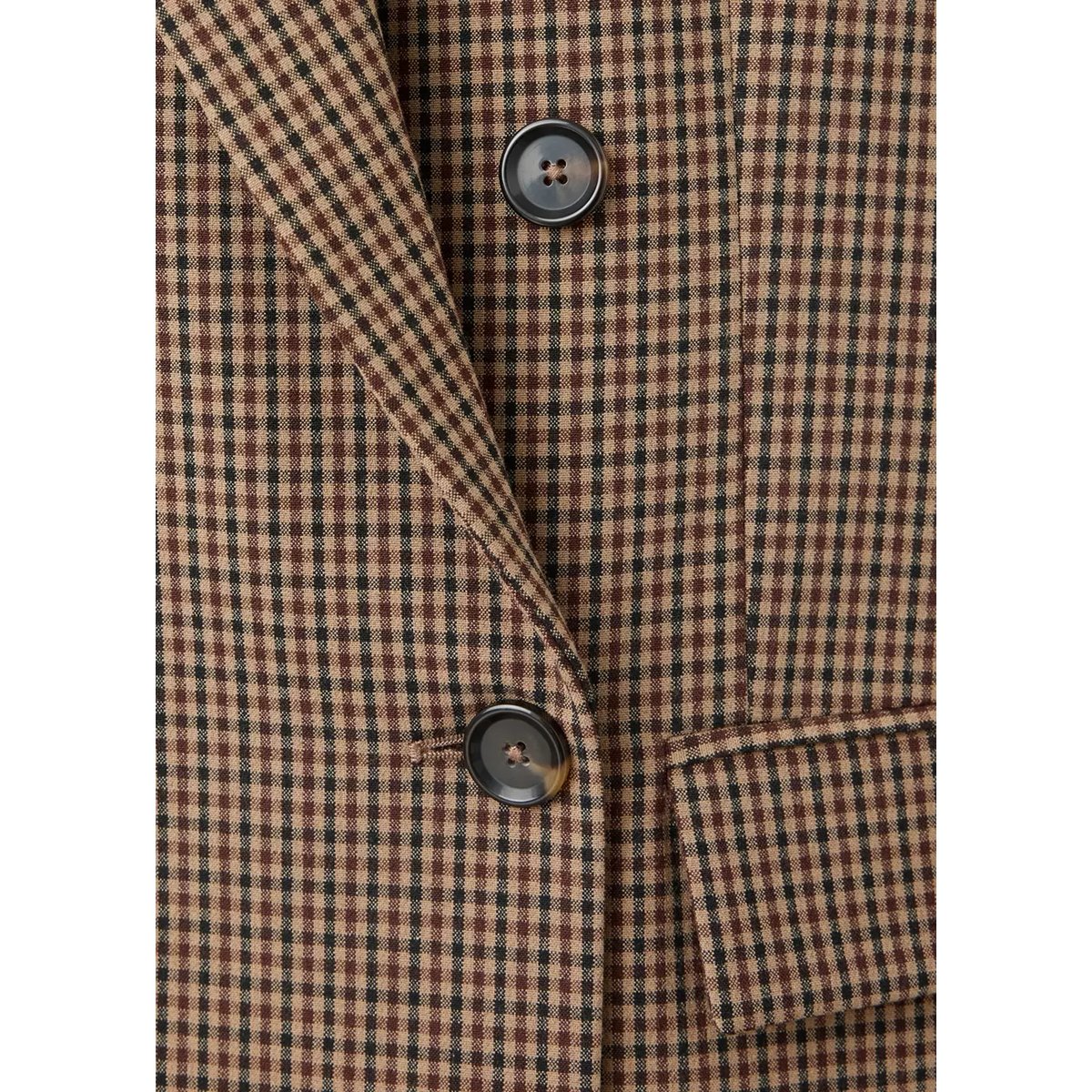 Blazer pied-de-poule revers tabac, MANGO