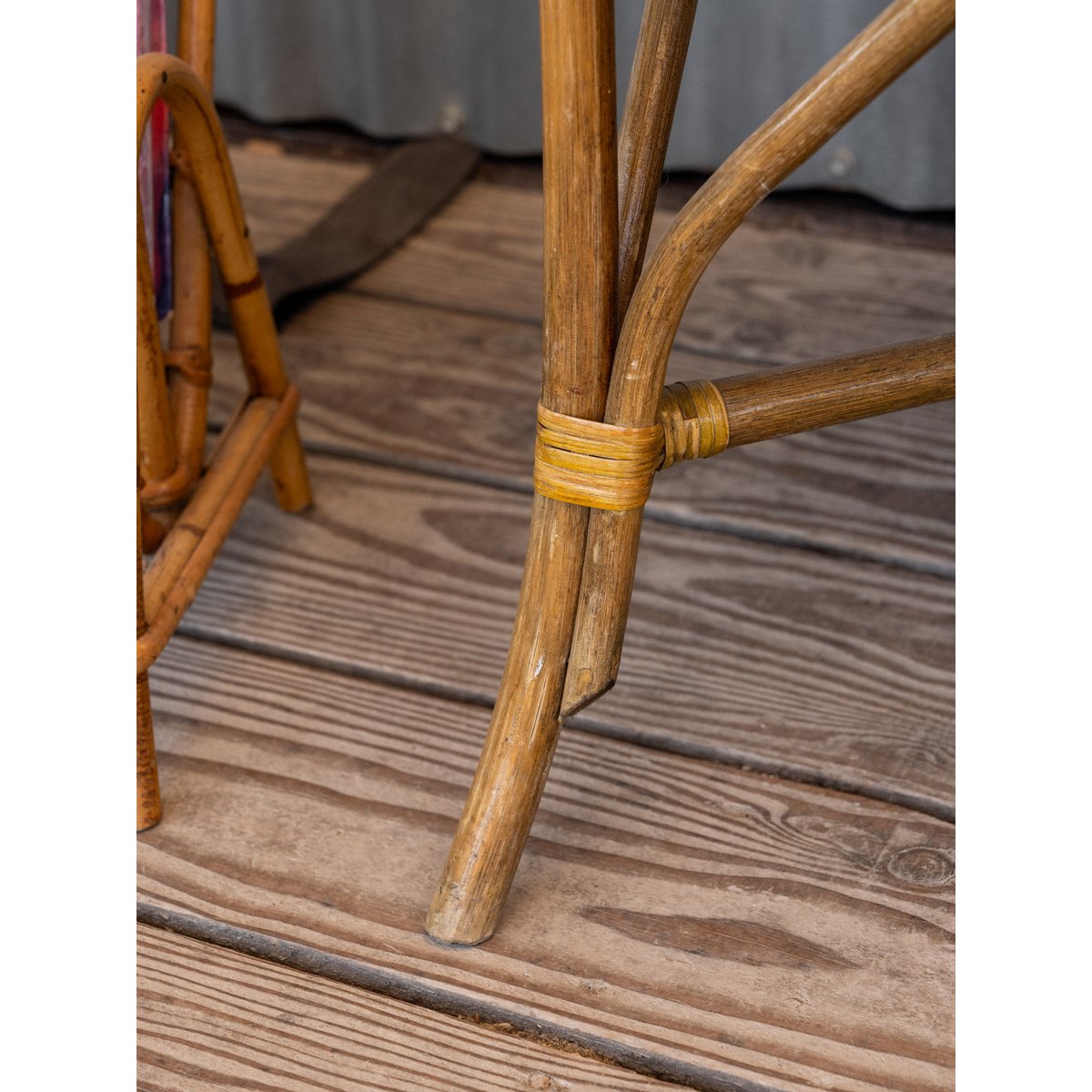 Banquette en rotin Martine N°61 - Bon état bois clair, DEBONGOUT