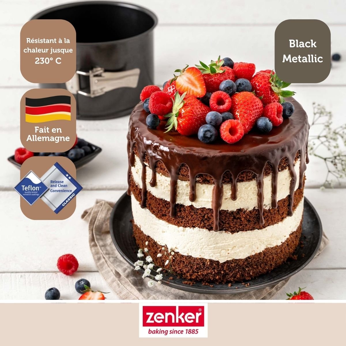Moule à panettone à charnière 18 cm BLACK METALLIC noir, ZENKER