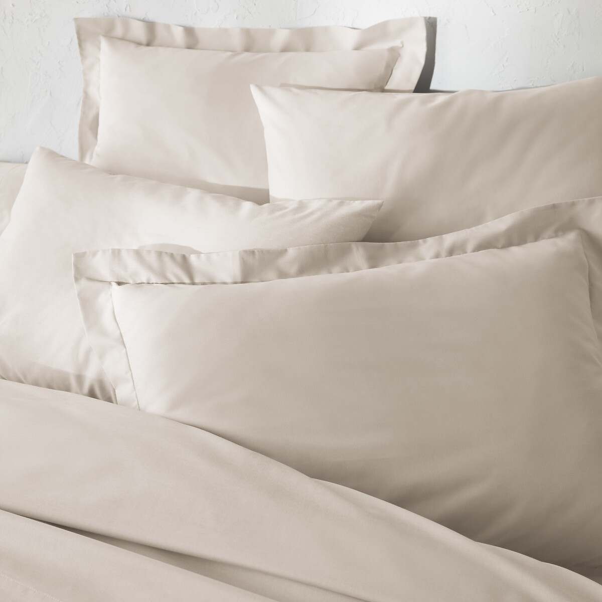 Housse de couette unie en polycoton, Scenario beige galet, LA REDOUTE INTERIEURS